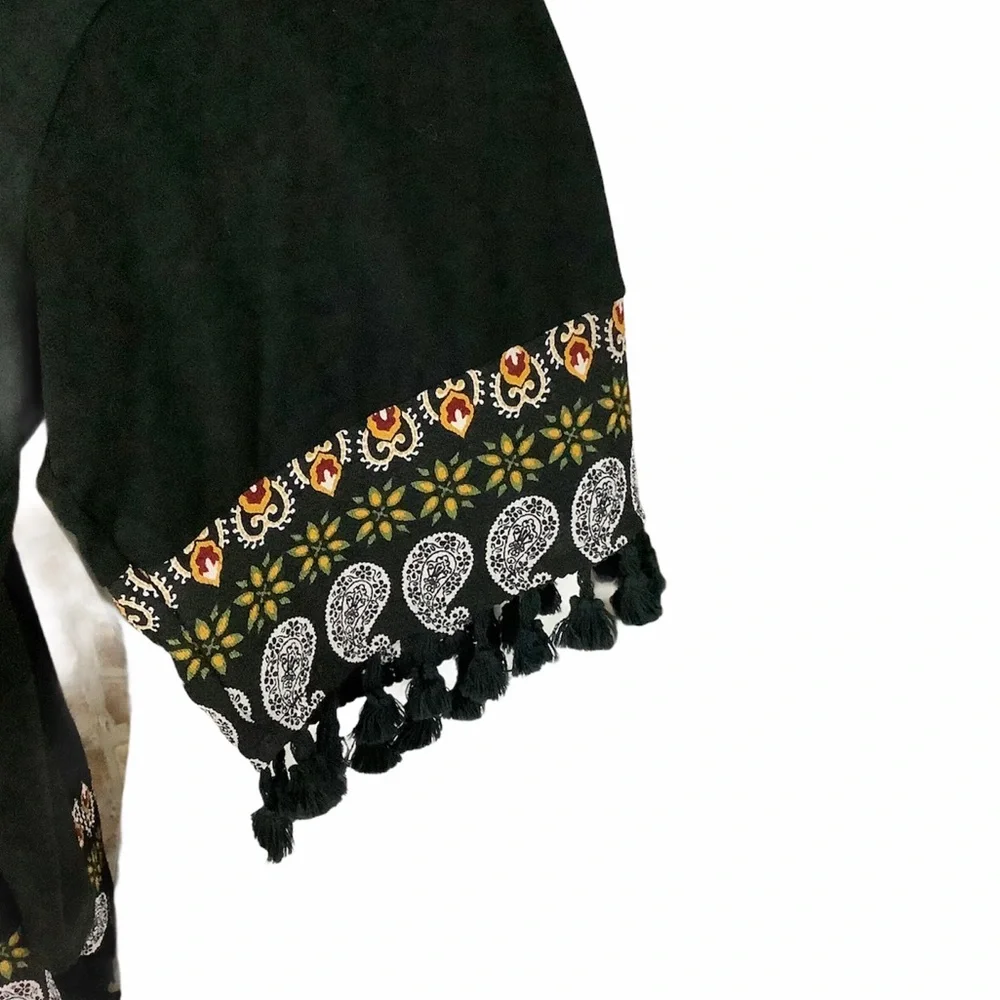 ANTHROPOLOGIE W5 Black/Paisley V-Neck Top SZ-S - Picture 5 of 8